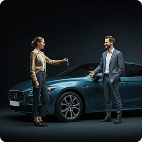 Host handing car keys to verified driver