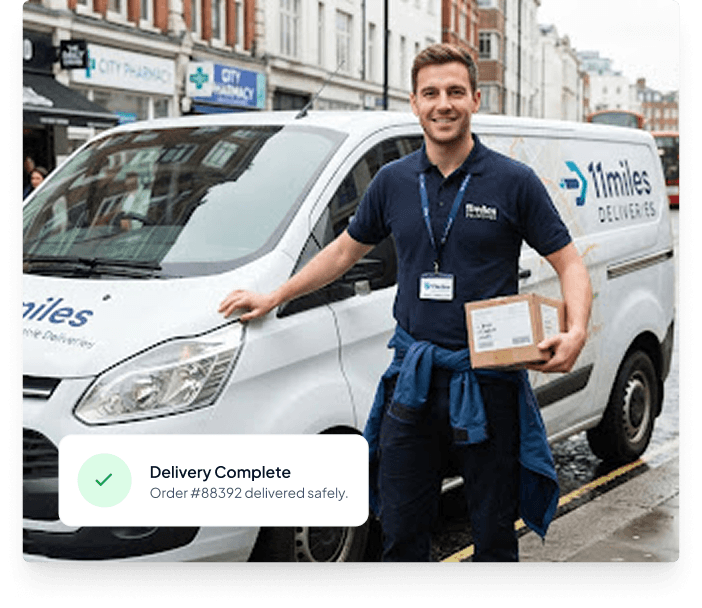 11 Miles delivery driver completing a shipment