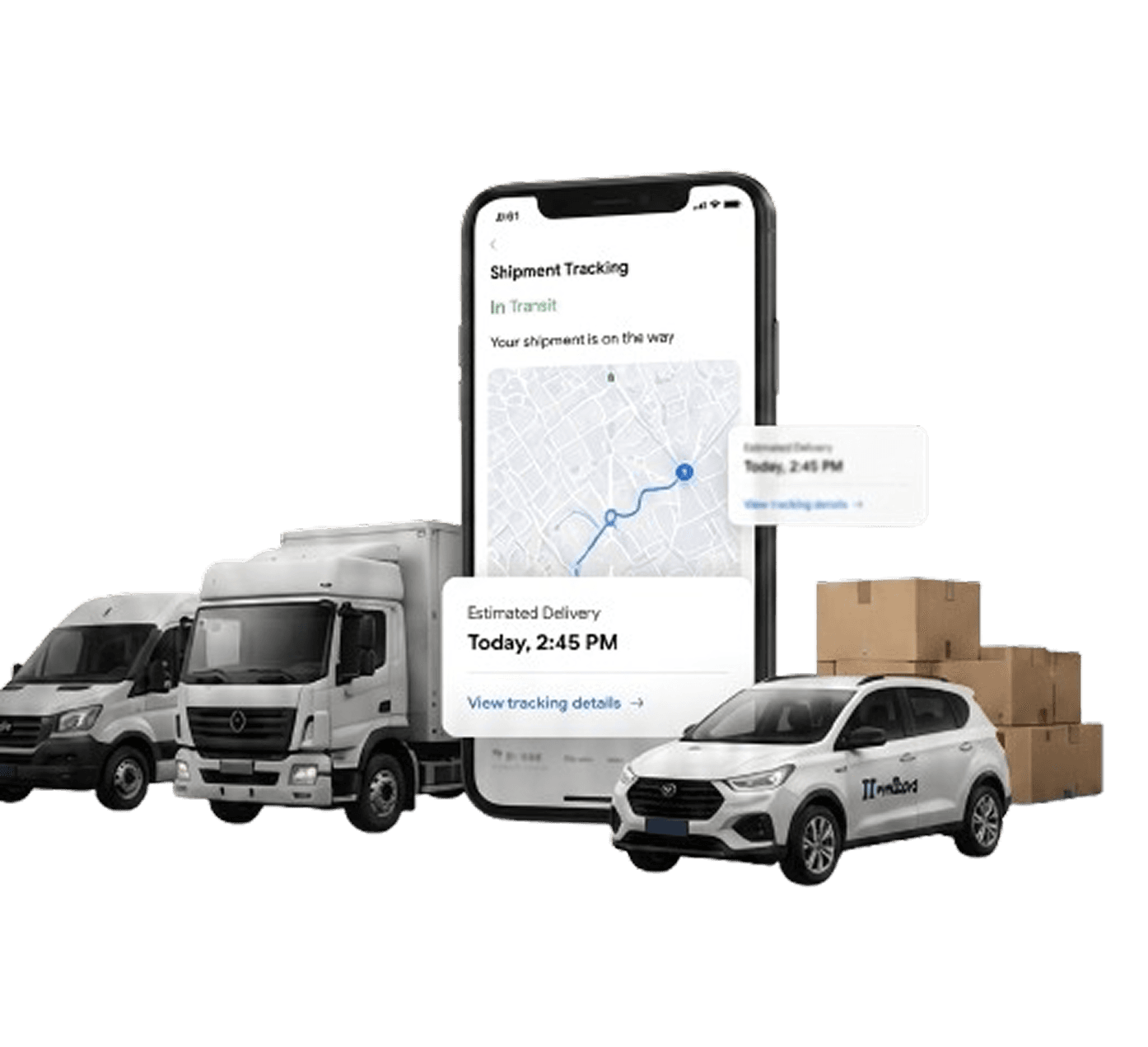 11 Miles logistics vehicles and real-time shipment tracking